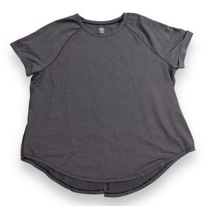 Athletic Works Womens T Shirt Top Round Neck Short Sleeves Fly Away Back Gray 3X